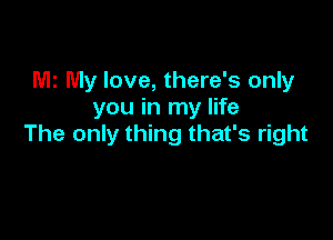 MI My love, there's only
you in my life

The only thing that's right