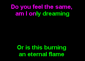 Do you feel the same,
am I only dreaming

Or is this burning
an eternal flame