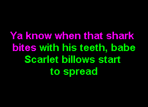 Ya know when that shark
bites with his teeth, babe

Scarlet billows start
to spread
