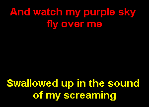 And watch my purple sky
fly over me

Swallowed up in the sound
of my screaming