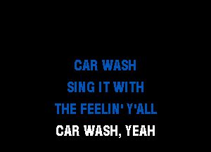 CAR WASH

SING IT IWITH
THE FEELIN' Y'ALL
CAR WASH, YEAH