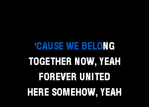 'CAUSE WE BELONG
TOGETHER HOW, YERH
FOREVER UNITED

HERE SOMEHOW, YEAH l
