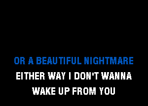 OR A BERUTIFUL NIGHTMARE
EITHER WAY I DON'T WANNA
WAKE UP FROM YOU