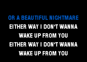 OR A BERUTIFUL NIGHTMARE
EITHER WAY I DON'T WANNA
WAKE UP FROM YOU
EITHER WAY I DON'T WANNA
WAKE UP FROM YOU