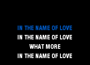IN THE NAME OF LOVE
IN THE NAME OF LOVE
WHAT MORE

IN THE NAME OF LOVE l