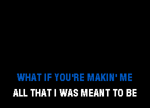 WHAT IF YOU'RE MAKIH' ME
ALL THAT I WAS MEANT TO BE