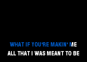 WHAT IF YOU'RE MAKIH' ME
ALL THAT I WAS MEANT TO BE