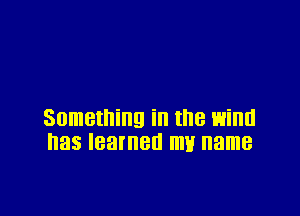 Something ill the wind
has learned my name