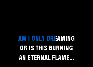 AM I ONLY DREAMING
OR IS THIS BURNING
AH ETERNAL FLAME...