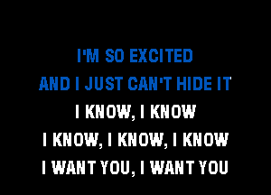 I'M SO EXCITED
AND I JUST CIIII'T HIDE IT
IKIIOW, I KNOW
I KNOW, I KNOW, I KNOW
IWIIIITYOU, I WANT YOU