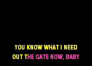 YOU KNOW WHATI NEED
OUT THE GATE HOW, BABY