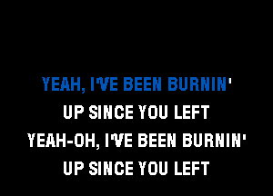 YEAH, I'VE BEEN BURHIH'
UP SINCE YOU LEFT
YEAH-OH, I'VE BEEN BURHIH'
UP SINCE YOU LEFT