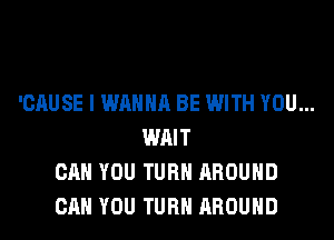 'CAUSE I WANNA BE WITH YOU...
WAIT
CAN YOU TURN AROUND
CAN YOU TURN AROUND