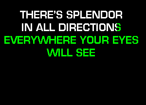 THERE'S SPLENDOR
IN ALL DIRECTIONS
EVERYWHERE YOUR EYES
WILL SEE