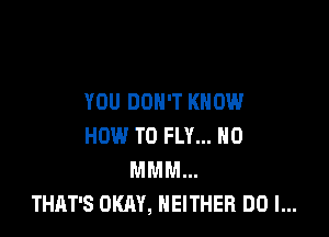 YOU DON'T KNOW

HOW TO FLY... H0
MMM...
THAT'S OKAY, NEITHER DO I...