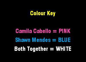 Colour Key

Camila Cabello . PINK
Shawn Mendes BLUE
Both Together WHITE