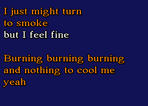 I just might turn
to smoke
but I feel fine

Burning burning burning
and nothing to cool me
yeah