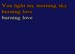 You light my morning sky
burning love
burning love