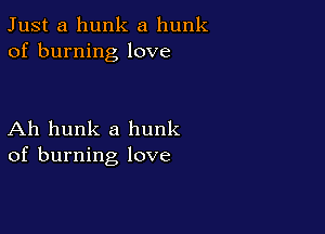 Just a hunk a hunk
of burning love

Ah hunk a hunk
of burning love