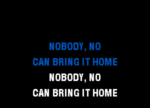 NOBODY, N0

CAN BRING IT HOME
NOBODY, H0
CAN BRING IT HOME