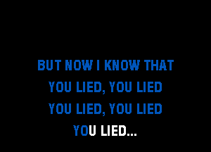 BUT NOWI KNOW THAT

YOU LIED, YOU LIED
YOU LIED, YOU LIED
YOU LIED...
