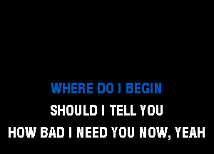 WHERE DO I BEGIN
SHOULD I TELL YOU
HOW BAD I NEED YOU HOW, YEAH