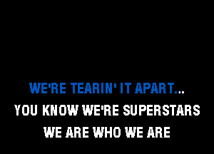 WE'RE TEARIH' IT APART...
YOU KNOW WE'RE SUPERSTARS
WE ARE WHO WE ARE