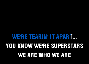 WE'RE TEARIH' IT APART...
YOU KNOW WE'RE SUPERSTARS
WE ARE WHO WE ARE
