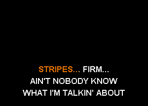 STRIPES... FIRM...
AIN'T NOBODY KNOW
WHAT I'M TALKIN' ABOUT