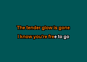 The tender glow is gone

I know you're free to go