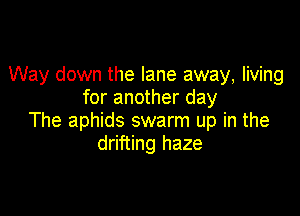 Way down the lane away, living
for another day

The aphids swarm up in the
drifting haze