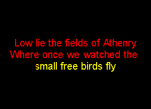 Low lie the fields of Athenry

Where once we watched the
small free birds fly