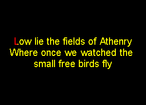 Low lie the fields of Athenry

Where once we watched the
small free birds fly