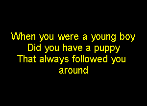 When you were a young boy
Did you have a puppy

That always followed you
around