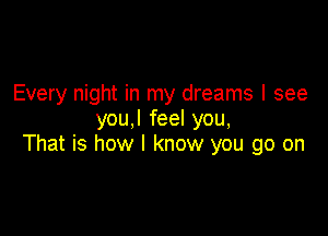 Every night in my dreams I see
you,l feel you,

That is how I know you go on