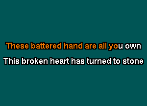 These battered hand are all you own

This broken heart has turned to stone