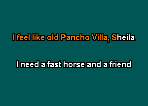 lfeel like old Pancho Villa, Sheila

I need a fast horse and a friend