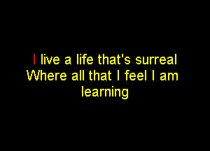 I live a life that's surreal
Where all that I feel I am

learning