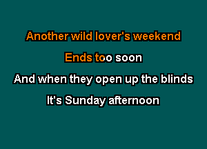Another wild lover's weekend

Ends too soon

And when they open up the blinds

It's Sunday afternoon
