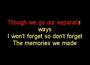 Though we go our separate
ways

I won't forget so donet forget
The memories we made