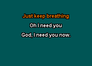 Just keep breathing

Oh I need you

God, I need you now.