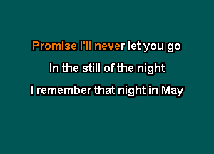 Promise I'll never let you go
In the still ofthe night

I remember that night in May