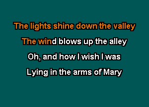 The lights shine down the valley
The wind blows up the alley

Oh, and how I wish I was

Lying in the arms of Mary