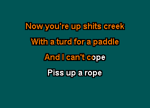 Now you're up shits creek

With a turd for a paddle

And I can't cope

Piss up a rope