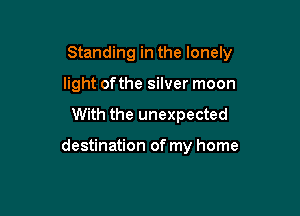 Standing in the lonely
light ofthe silver moon

With the unexpected

destination of my home