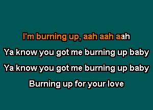 I'm burning up, aah aah aah
Ya know you got me burning up baby
Ya know you got me burning up baby

Burning up for your love