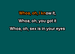 Whoa, oh, I know it,
Whoa, oh, you got it

Whoa, oh, sex is in your eyes