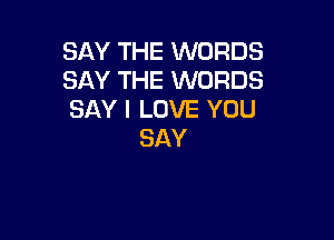 SAY THE WORDS
SAY THE WORDS
SAY I LOVE YOU

SAY
