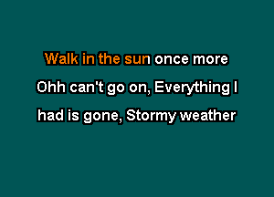 Walk in the sun once more

Ohh can't go on, Everything I

had is gone, Stormy weather