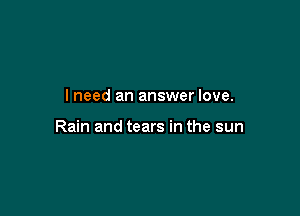 lneed an answer love.

Rain and tears in the sun